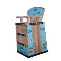 Présentoir de sol en carton ondulé recyclable pré-assemblé à 4 faces avec pelliculage brillant pour la vente au détail