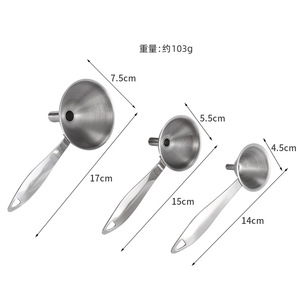 Juego de mini embudos de acero inoxidable, 3 piezas con asas para aceite, vinagre, especias, herramienta de cocina multifunción - Product Image 3