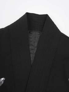 Chaleco Elegante con Lentejuelas Negras Bordadas y Cinturón, Talla Grande, Nuevo, Cuello en V, Sin Mangas, Moda Primavera Otoño 2025 - Product Image 4