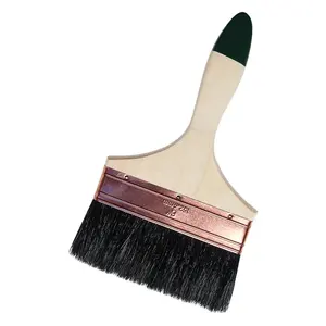 2023 new product Premium 6" Inch Wooden Handle Wall Paint Brush With 57MM Length Out Black Flat Bristle With Varnish Lacquer