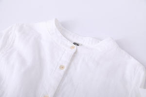 Kadın bahar pamuk ipliği üstleri nefes gömlek uzun kollu standı yaka rahat bluz düğmesi yumuşak Midi uzun rahat gömlek - Product Image 6