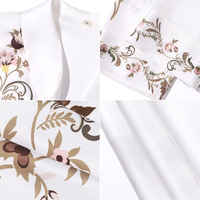 Ensemble de pyjama élégant en satin et mousseline imprimé floral de luxe avec robe courte et pantalon long pour femme