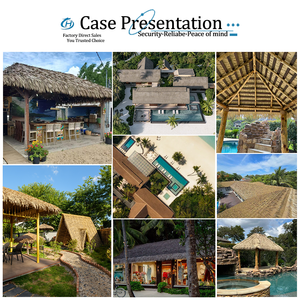Cubierta de Techo de Hoja de <span class=keywords><strong>Palma</strong></span> Sintética Impermeable y Resistente al Viento para Restaurante de Playa, Gazebo junto a la Piscina, Pérgola - Product Image 4