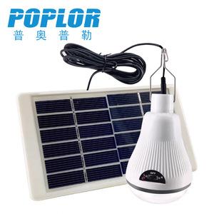 Bombilla LED Solar Poplor de 10W para Exteriores, Lámpara de Camping con Gancho y Panel - Product Image 1