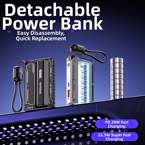 Batería Modular Desmontable de 22.5W con Carga Rápida, Cable Desmontable con Cordón, Banco de Energía Portátil de 5000mAh - Product Image 4