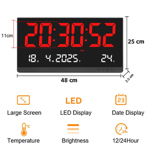 Horloge murale <span class=keywords><strong>calendrier</strong></span> numérique LED <span class=keywords><strong>de</strong></span> haute qualité <span class=keywords><strong>avec</strong></span> grand numéro affichage <span class=keywords><strong>de</strong></span> la température <span class=keywords><strong>de</strong></span> la date pour la décoration murale du salon à la maison - Product Image 2
