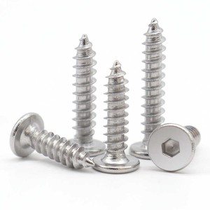 Vente en gros de <span class=keywords><strong>vis</strong></span> autotaraudeuses à tête plate à six pans creux en acier inoxydable 18-8 de qualité A2-70 Système métrique à queue pointue OEM disponible - Product Image 1