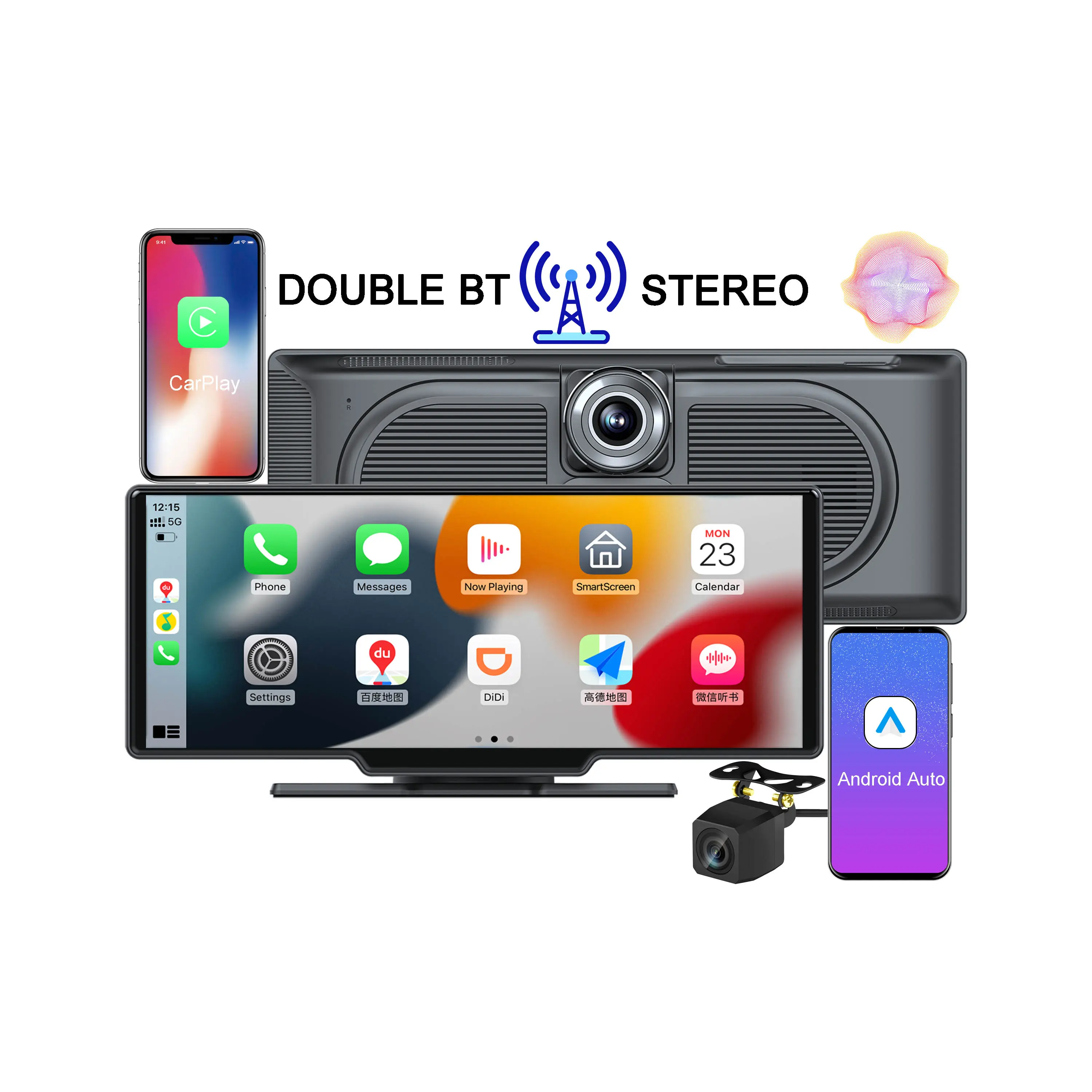 Autoradio Android nuovo Maustor doppio BT stereo nuovo anno 2023 Autoradio Carplay senza fili da 10,26 pollici Sistema audio DVD con Dashcam e lettore MP5