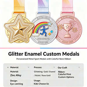 Glitter Enamel Custom <b>Medals</b> Eye-catching Design <b>for</b> <b>Kids</b> and Events Personalized Metal Sport <b>Medals</b> with Colorful Neck Ribbon - Product Image 6