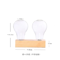 Décoration de bureau à domicile, mini-plant de séparation d'air, station de propagation en terrarium, vase en verre pour bulbes hydroponiques, support en bois