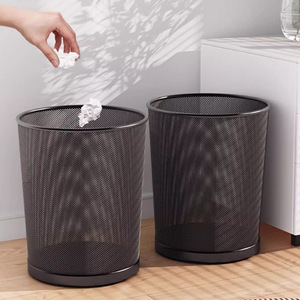 Large Capacity Metal Mesh Wastebasket Cylindrical Lidless Indoor Waste <b>Bin</b> for <b>Office</b> Bedroom Living Room Modern Minimalist - Product Image 1