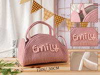 Panier de rangement portable en coton personnalisé avec nom pour maman, idéal pour les voyages en voiture et les accessoires de bébé