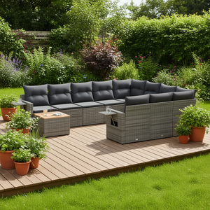 Ensemble de canapés de jardin en rotin gris 8 places, mobilier d'extérieur résistant aux intempéries, design contemporain - Product Image 2