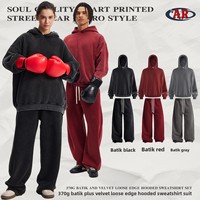 Ensemble de sweats à capuche unisexe en nylon 100% doublé polaire, style européen et américain, délavé à l'eau, effet vieilli, pour hommes et femmes