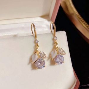 Korean Ginkgo <b>Leaf</b> <b>Light</b> Luxury Shiny Exquisite Earring Hook Women's Tiny Drop Crystal Earrings for Women - Product Image 1