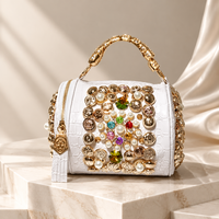 Nouveau Sac Seau en Cuir PU avec Rivets et Strass, Orné de Pierres et Perles, Sac à Main Tendance pour Femmes, Sacs de Luxe pour Mariage