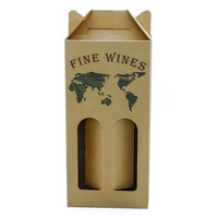 Usine d'emballage en papier Impression de logo personnalisé Petite boîte de transport de vin Boîte cadeau de vin Boîte de vin 2 bouteilles