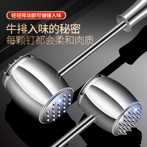 Black Wood 304 Stainless Steel Meat Tenderizer Double-sided Pounding Tool For Household Use - Product Image 2