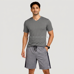 <b>Men's</b> V-neck <b>T</b>-<b>Shirt</b> Short Sleeve Regular Fit Solid <b>Navy</b> <b>Blue</b> 100% Cotton Formal Breathable 180g - Product Image 6
