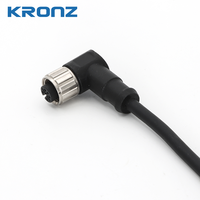 Connecteur femelle M12 blindé KRONZ à 4 broches, 5 m, pré-moulé en PVC, fiche aviation angulaire, assemblage de câble, connecteurs de capteur IP67