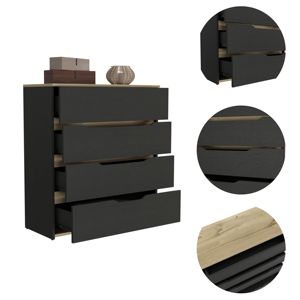 DB Superior Top 35 \ "H Commode à tiroirs en métal quatre tiroirs en noir/chêne clair pour chambre ou salon meubles de maison - Product Image 5