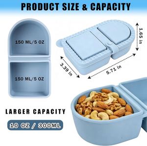 Silicone 2-Compartment Container Food <b>Storage</b> <b>for</b> Seasoning Sauce Baby Food Snack Fresh-Keeping <b>Kitchen</b> Organizer - Product Image 2
