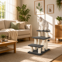 Escalier pour chiens et chats, griffoir en bois durable et satiné, antidérapant, montage facile, supporte 150 lb, 3/4 marches pour usage intérieur