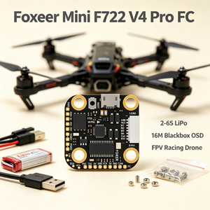 ตัวควบคุมการบิน <span class=keywords><strong>Foxeer</strong></span> Mini <span class=keywords><strong>F722</strong></span> <span class=keywords><strong>V4</strong></span> Pro 5V 3A BEC 2-6S Lipo 20x20มม. M4 FC 16M Blackbox STM32F722 OSD สำหรับโดรนแข่ง FPV - Product Image 1