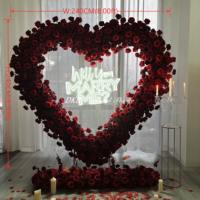 Arche de fleurs rouges 8x8 pieds DKB Factory, très vendue, avec arche de fleurs artificielles en forme de cœur pour la décoration de toile de fond de demande en mariage
