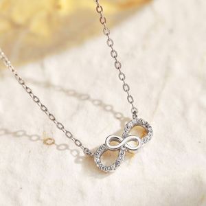 Collier pendentif Dylam en argent sterling 925 avec zircone 5A étincelante, symbole de l'infini double chiffre 8, en stock, sans MOQ - Product Image 4