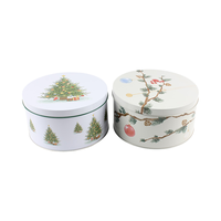 Boîtes en métal rondes personnalisées en gros pour Noël, conteneurs de rangement, emballage pour crackers de Noël