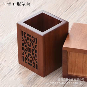 Wooden <b>Pen</b> <b>Holder</b> Square 11x9x9 Cm Uv Printing Desktop Storage Student Stationery Makeup Tool Organizer - Product Image 4
