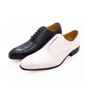 Chaussures Oxford Classiques Blanches en Cuir Véritable pour Hommes, Idéales pour Mariage et Cérémonies, à Lacets et Bout Pointu – Vente en Gros Usine, Meilleur Prix ! - Product Image 5