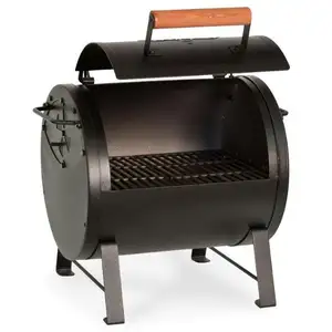 Firebox baru desain Desktop Mini Bbq barbeque barel perokok portabel arang panggangan troli dukungan bubuk dilapisi baja CR