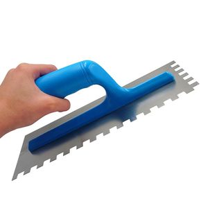 Spatule à colle ergonomique 28x12 cm, lame en acier à dents 10x10 mm, manche ABS, outil d'application de carrelage - Product Image 3