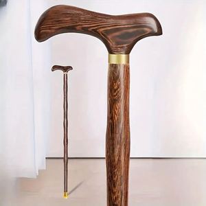 Canne de randonnée légère en bois d'érable faite à la main avec poignée en T, design tendance, antidérapante, personnalisable, pour homme et femme - Product Image 1