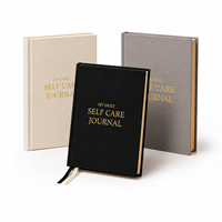 Carnet de gratitude guidé personnalisé A5 en lin avec couverture rigide, journal quotidien de bien-être avec dorure à chaud et bords dorés