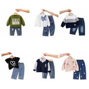 Conjuntos de Ropa para Niños y Niñas al por Mayor, Sudaderas y Pantalones de Mezclilla Surtidos en Estilos Variados - Product Image 3