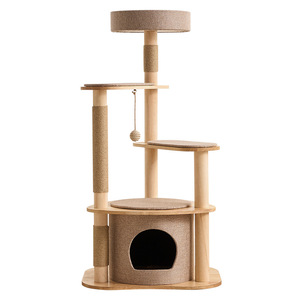 Arbre à chat avec capsule spatiale transparente, 4 niveaux, bois massif, durable, pour chats de taille moyenne - Product Image 2