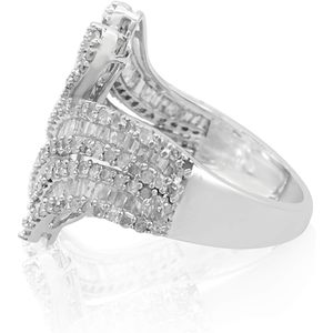 Bague en argent sterling avec diamant blanc en spirale, 1,78 carat total, taille baguette, pour fiançailles et mariage, bijoux fins pour femme - Product Image 2