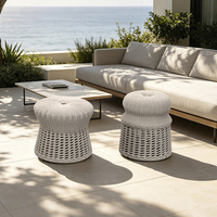 er moderne avec cadre en aluminium blanc pour restaurant et patio chaises sans accoudoirs pour l'extérieur en corde tissée rouge