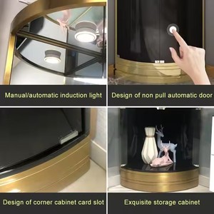 Mobile <span class=keywords><strong>Bar</strong></span> Angolare Moderno di Lusso con Doppia Porta in Vetro, Vetrina per Vini, Struttura in Acciaio Inox, <span class=keywords><strong>Arredamento</strong></span> per Soggiorno - Product Image 3