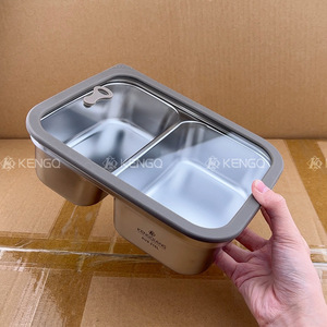 Kengqiang Stainless Steel <b>Lunch</b> <b>Box</b> 316L Sealed Divided Rectangle Office Use - Product Image 4