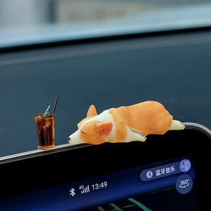 Ruijie - Adorno para Coche con Figura de Corgi Acostado, Figura de Resina de Dibujos Animados, Decoración de Interiores - Product Image 2