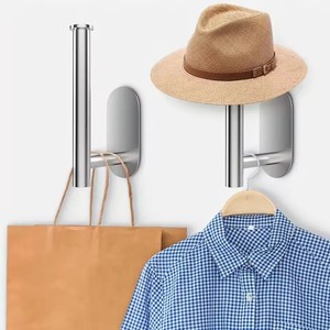 Punch-Free Design Wall-Mounted <b>Hat</b> Organizer 1pc Stainless Steel Baseball Cap Hanger Metal Coat Stand - Product Image 2