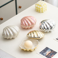 Plateau créatif en céramique Art déco, plateau à bijoux en coquillage, bocal en porcelaine, ornement, présentoir, boucles d'oreilles, artisanat décoratif