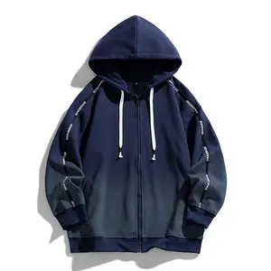 Streetwear Heavy Weight Hoody Sport Jacket ANSZKTN Logo Embossed Print Face Full Zip Up Hoodie