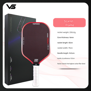ไม้พายพิคเคิลบอลสีแดงรุ่นที่สี่ ทำจากคาร์บอนไฟเบอร์เคฟลาร์ T700 ลายเฮอร์ริงโบน เหมาะสำหรับการแข่งขัน แกนในแบบรังผึ้ง - Product Image 1
