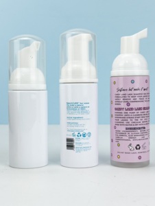 Flacon mousse nettoyant visage en plastique PET, pompe à savon liquide, flacon mousse cosmétique blanc, distributeur de savon avec brosse en silicone - Product Image 3