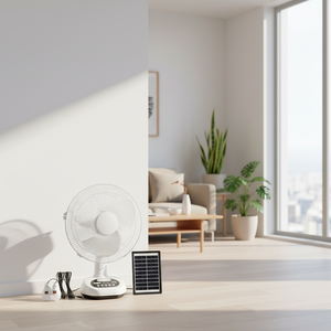 Achetez-en un, obtenez-en un gratuitement : Ventilateur solaire de haute qualité avec boîte colorée, ventilateur de table à charge solaire blanc - Product Image 1